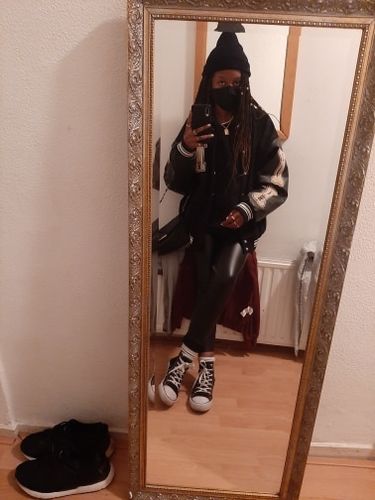 Customer photo review of "Blessed" Varsity Jacket