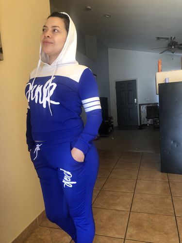 Customer photo review of Casual Patchwork Two Piece Suits Print pencil Long Sleeve