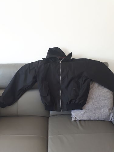 Customer photo review of Mens Hooded Harrington Jacket - Black