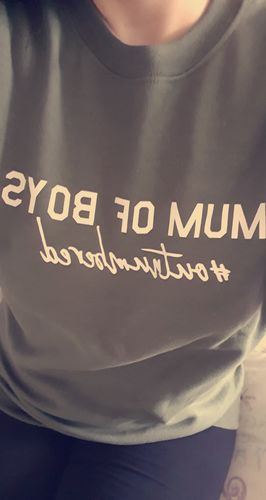 Customer photo review of Mum of Boys Hashtag Outnumbered Sweatshirt (MRK X)