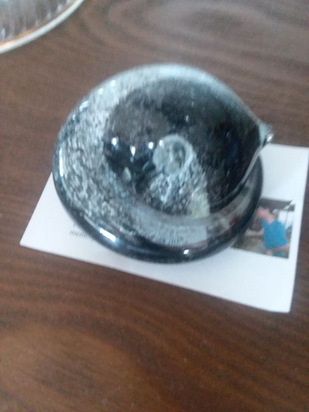 Customer photo review of Half-tone Sleeping Glass Cat with Infused Cremation Ashes