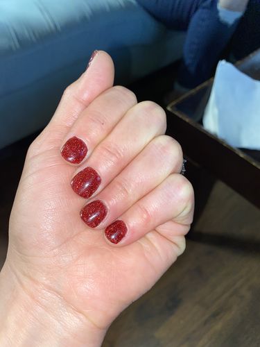 Customer photo review of GHDip Dip Powder Nail Kit G6407(Glitter Red Color)