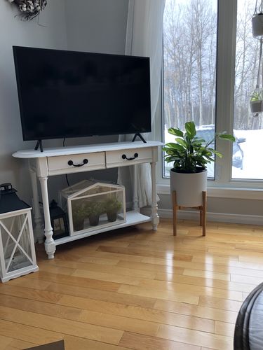 Customer photo review of Adjustable Bamboo Plant Stand
