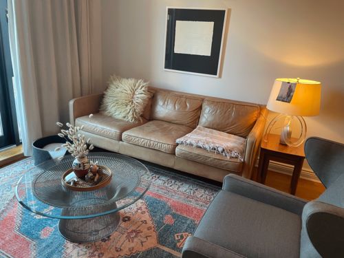 Customer photo review of Distressed Louvre Rustic Blue Rug