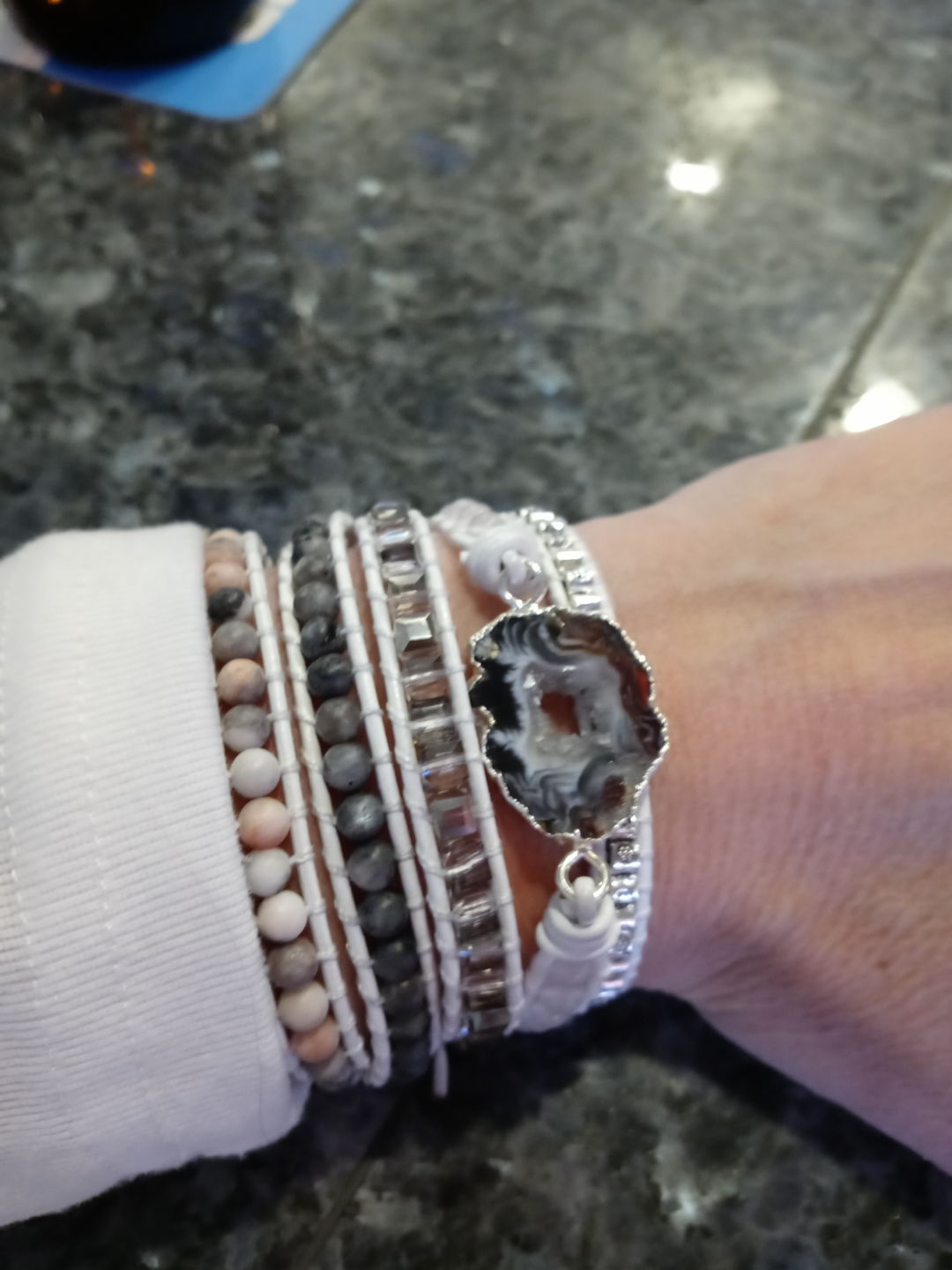 Customer photo review of Magical White Labradorite & Druzy Bracelet