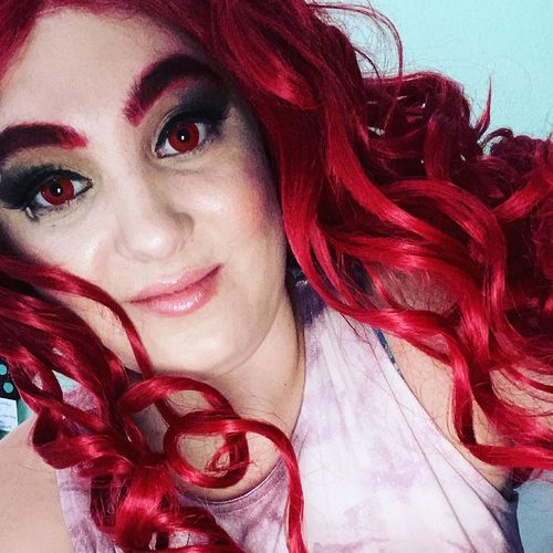 Customer photo review of Icoloured® Devil Red Naruto Colored Contact Lenses
