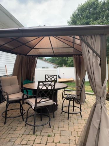 Customer photo review of Patio Hardtop Gazebo 10’x12’ Aluminum Frame Gazebos with Netting & Curtain