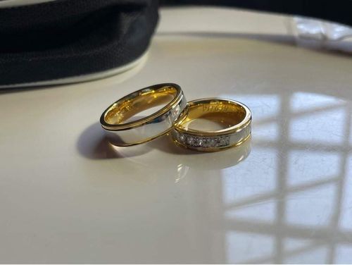 Customer photo review of Tuscany Two Tone Wedding Rings