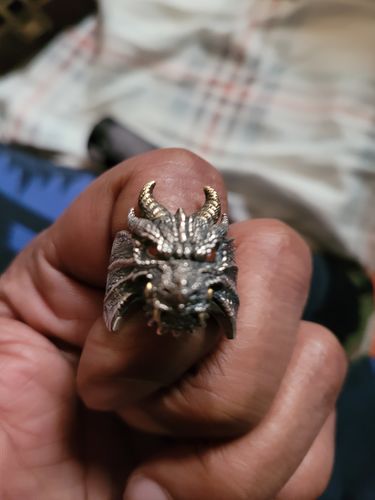Customer photo review of Roaring Dragon Silver Ring