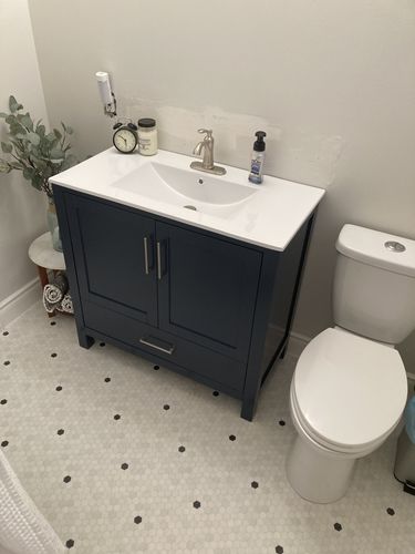 Customer photo review of CCS201A - 36" Navy Blue, Floor Standing Modern Bathroom Vanity