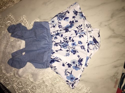 Customer photo review of Denim Patchwork Family Flowers Pattern Matching Sets in light Blue