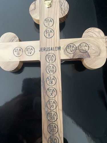 Customer photo review of Olive Wood Crucifix (Fully covered with Mother of Pearl)