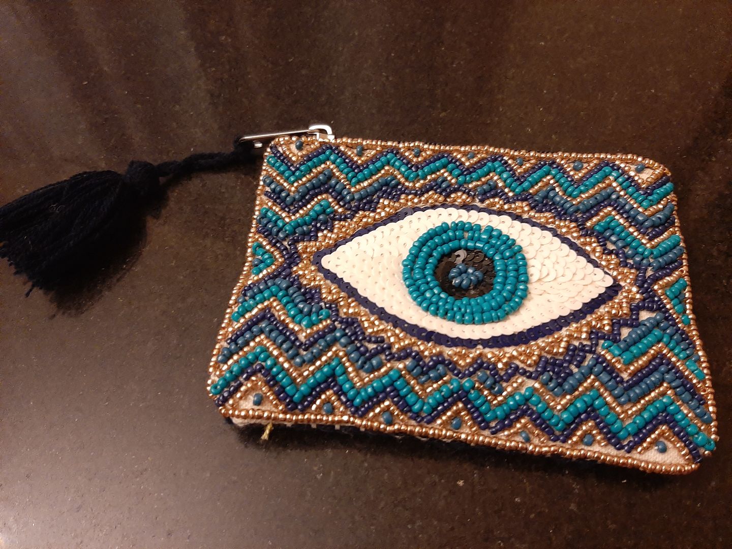 Customer photo review of Grecian Nights Evil Eye Embellished Mini Pouches
