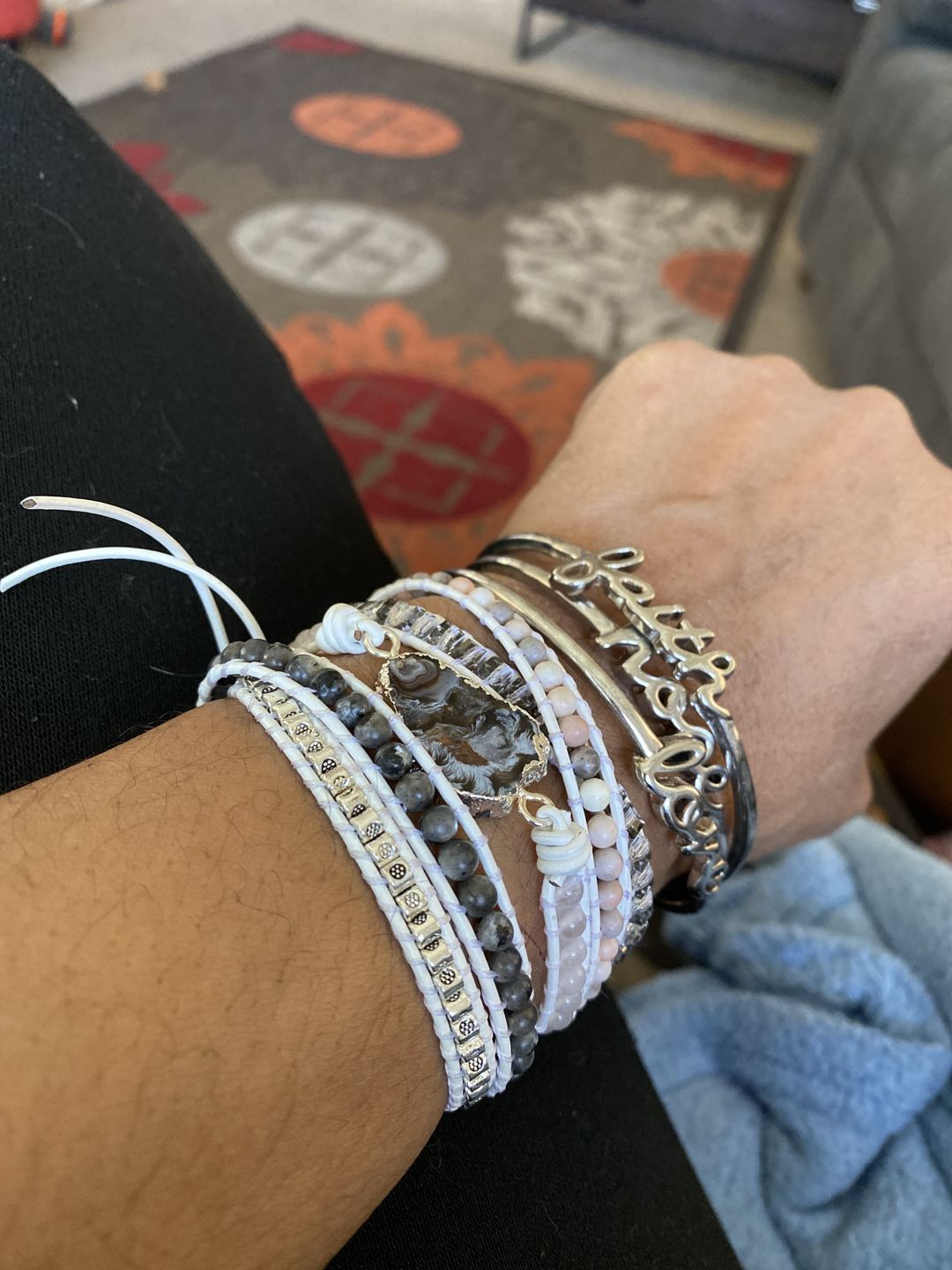 Customer photo review of Magical White Labradorite & Druzy Bracelet