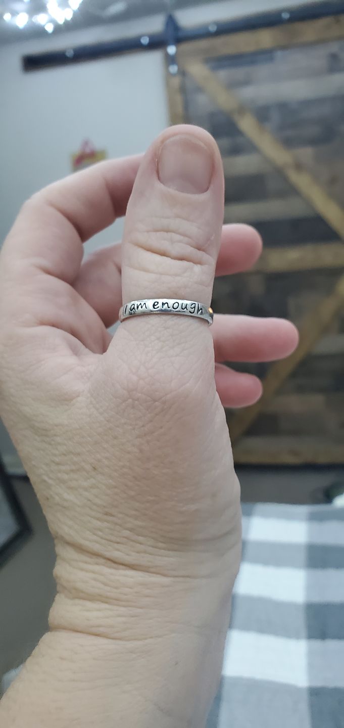 Customer photo review of 925 Sterling Silver 'I Am Enough' Ring