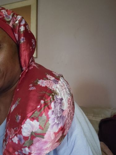 Customer photo review of Locs & Natural Hair Satin Socks Hat