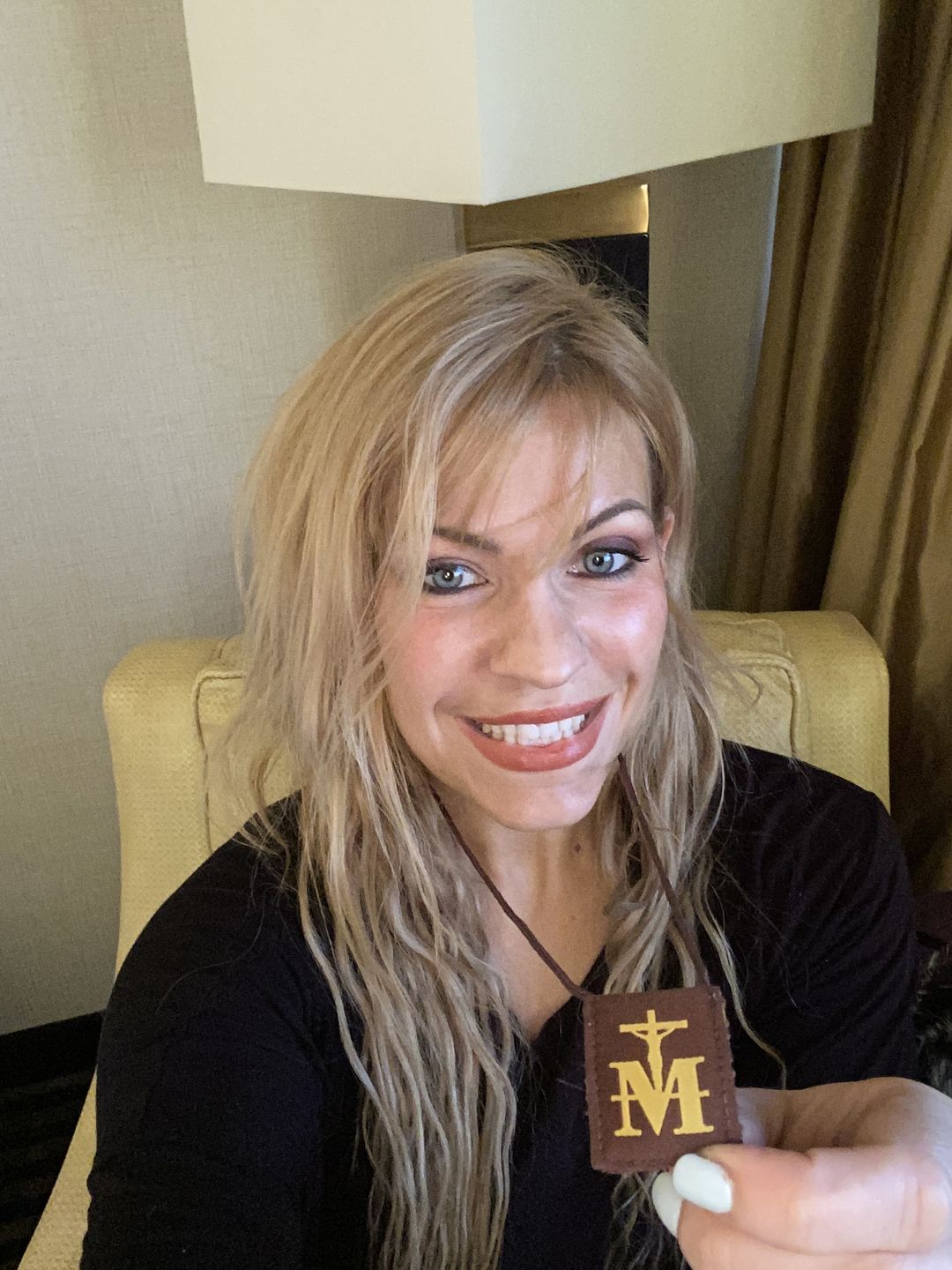 Customer photo review of Premium Brown Scapular, Brown & Cream, Our Lady of Mt. Carmel (Mini)