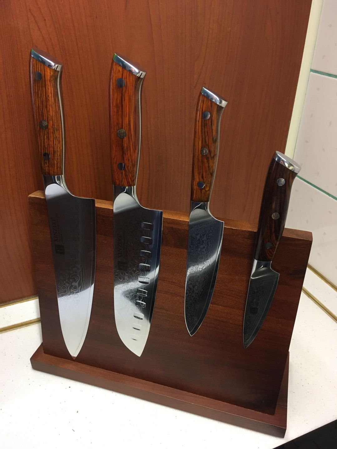 Customer photo review of Acacia Hardwood Magnetic Knife Block