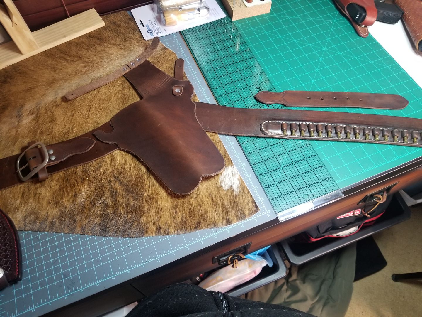 Customer photo review of Leather Cartridge Loops Stitching Guide - Free Printable Template