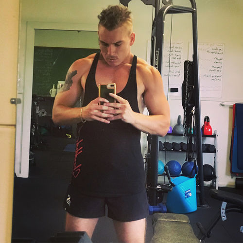 Customer photo review of Signature  T-BACK - gym singlet tanktop - Black/Red