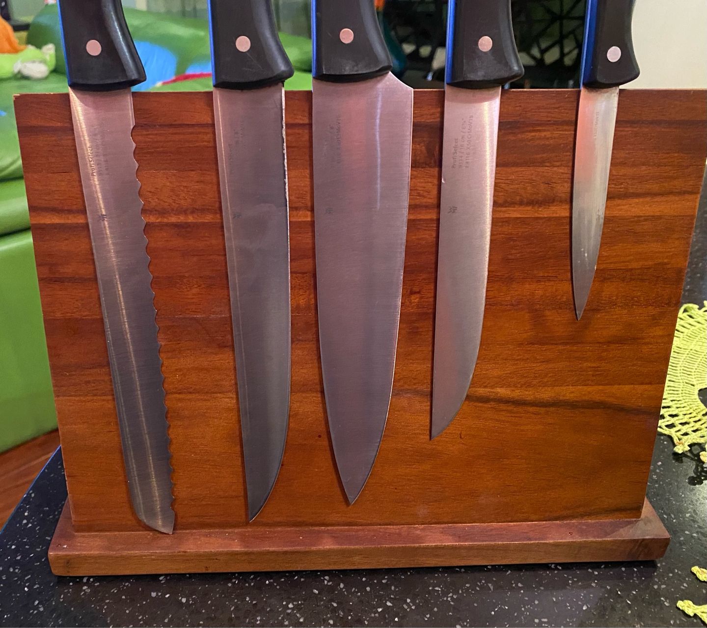 Customer photo review of Acacia Hardwood Magnetic Knife Block