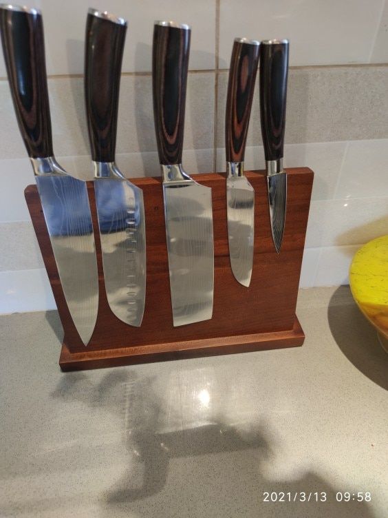 Customer photo review of Acacia Hardwood Magnetic Knife Block