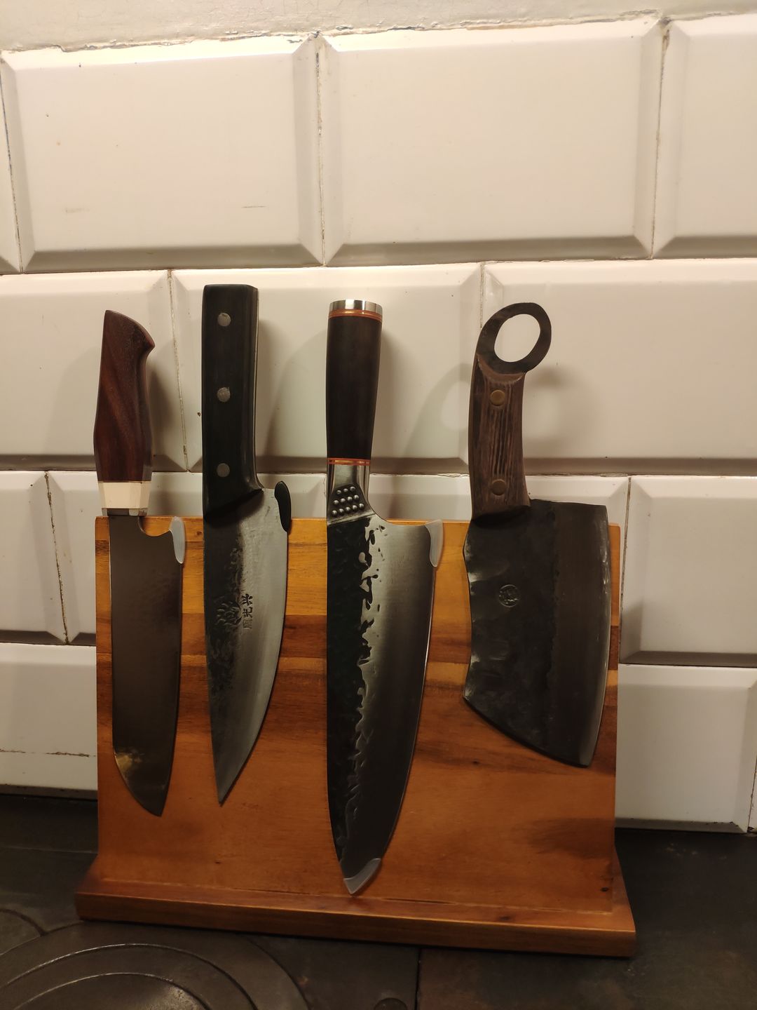 Customer photo review of Acacia Hardwood Magnetic Knife Block
