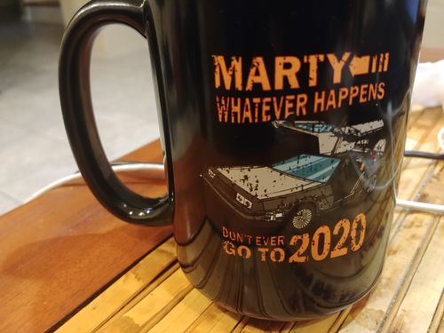 Customer photo review of 2020 Back to The Future Black Mug 15oz (2-sided)