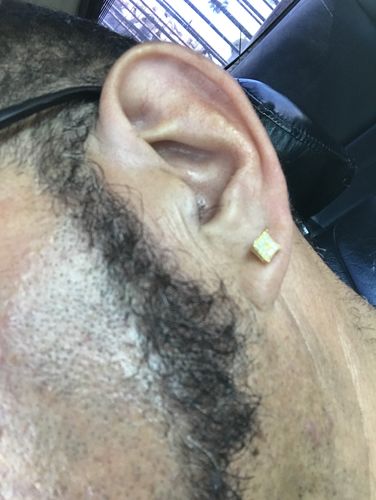 Customer photo review of Gold 7mm Small 360 Iced Out Round Earrings