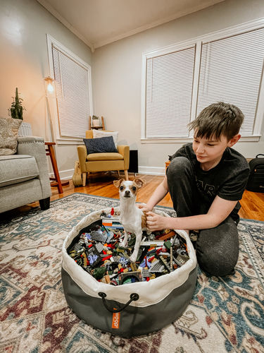 Customer photo review of Medium Toy Storage Bag - Seattle Gray