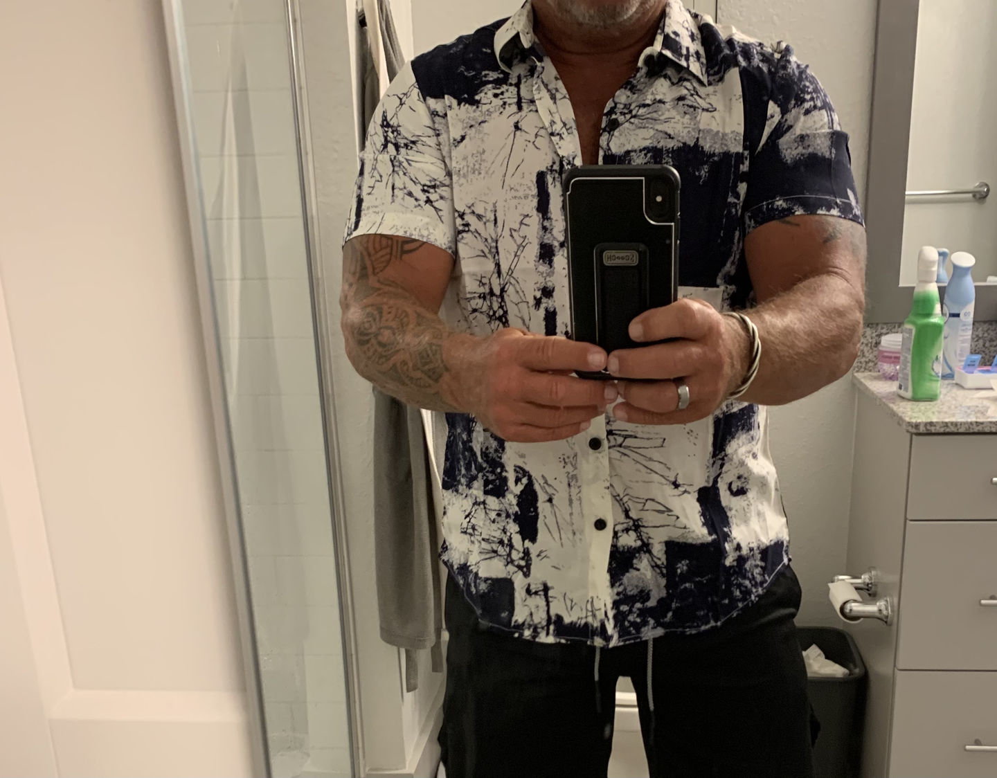 Customer photo review of Men's Short Sleeve Holiday Casual Shirt