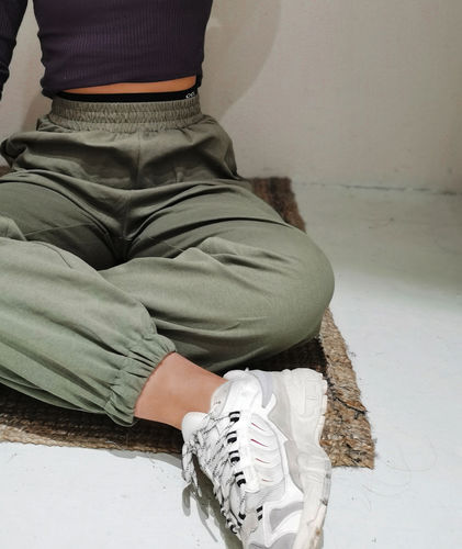 Customer photo review of Double Waistband Sweatpant-Olive Green