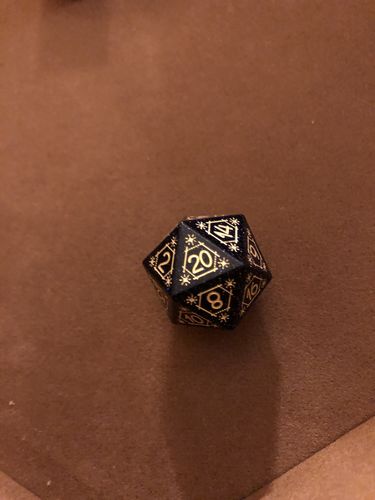 Customer photo review of URWizards Dnd Blue Sandstone Engraved Dice Set Astrology Style Gold Inked