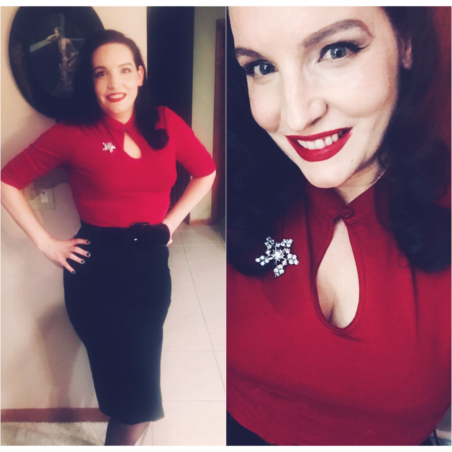 Customer photo review of Peek a Boo Mandarin Collar Top