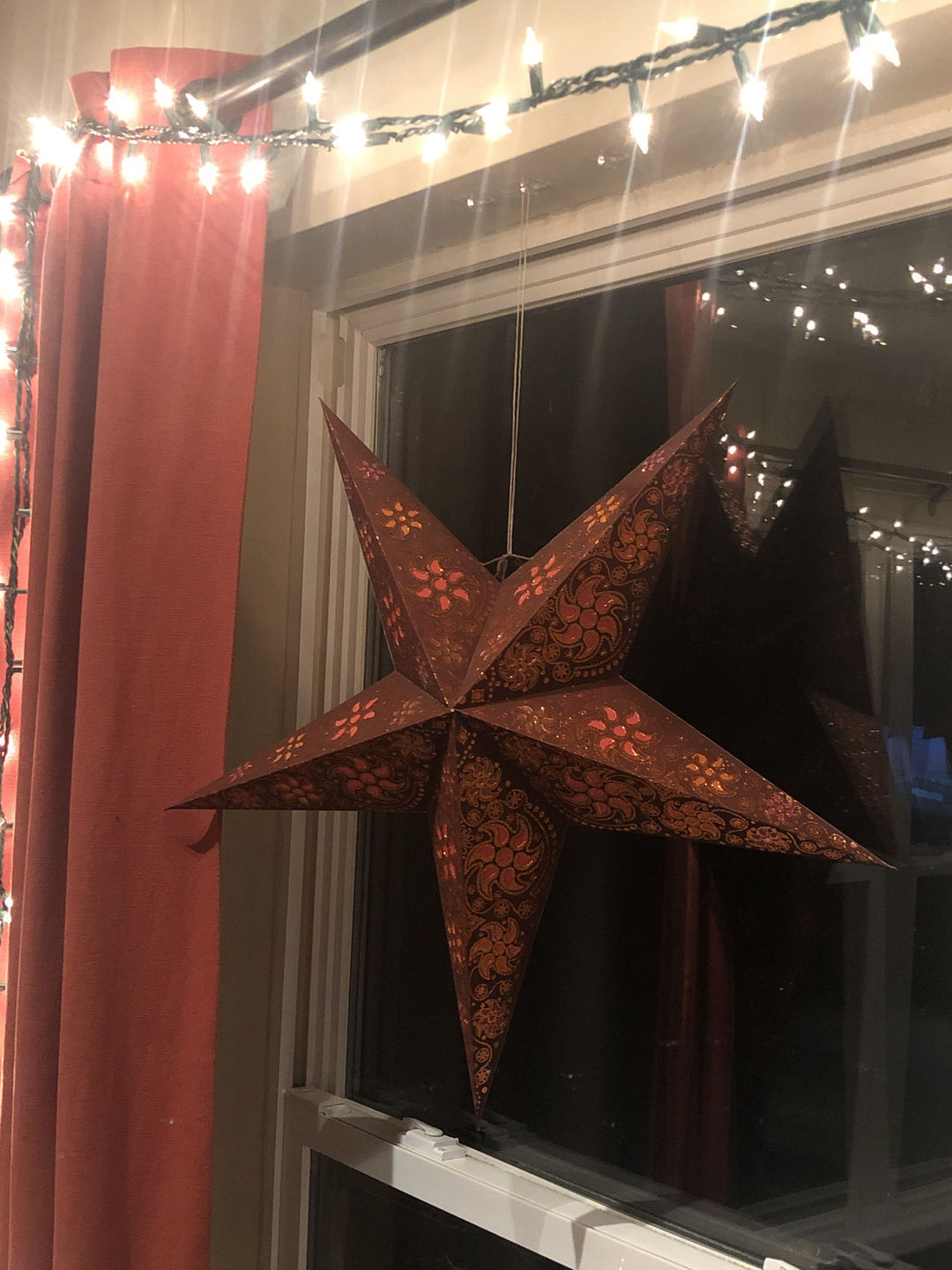 Customer photo review of 24" Brown Winds Glitter Paper Star Lantern, Hanging Wedding & Party Decoration
