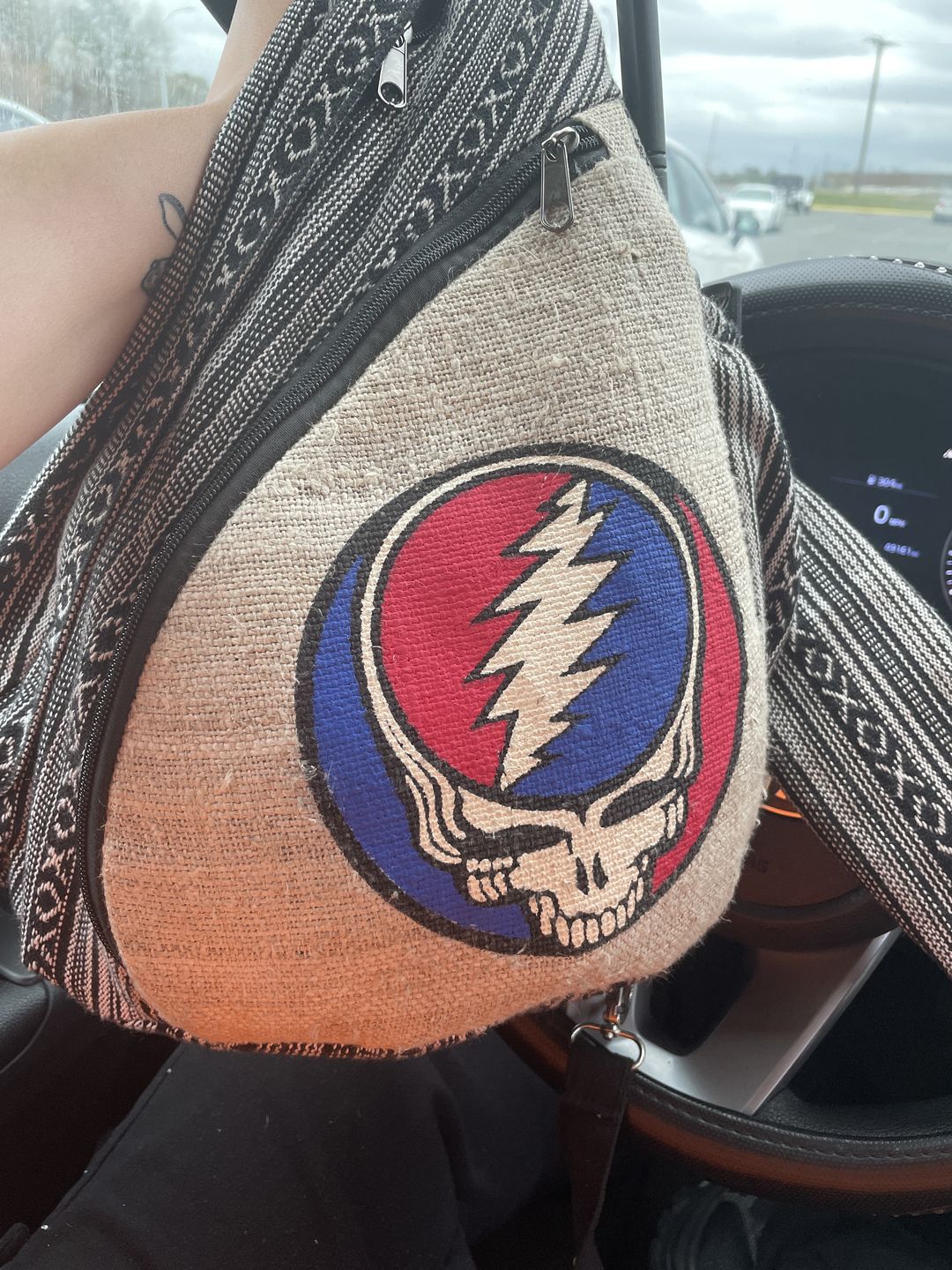 Customer photo review of Grateful Dead Steal Your Face Hemp Sling Backpack