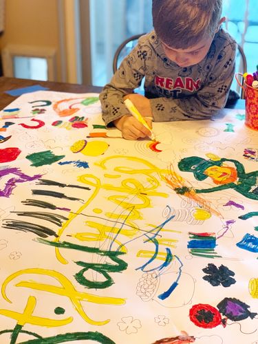 Customer photo review of St Patricks Table Top Coloring Banner