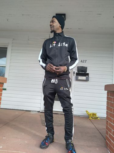 Customer photo review of Premium Side Stripe Zip Pocket Track Pants (Black - White)