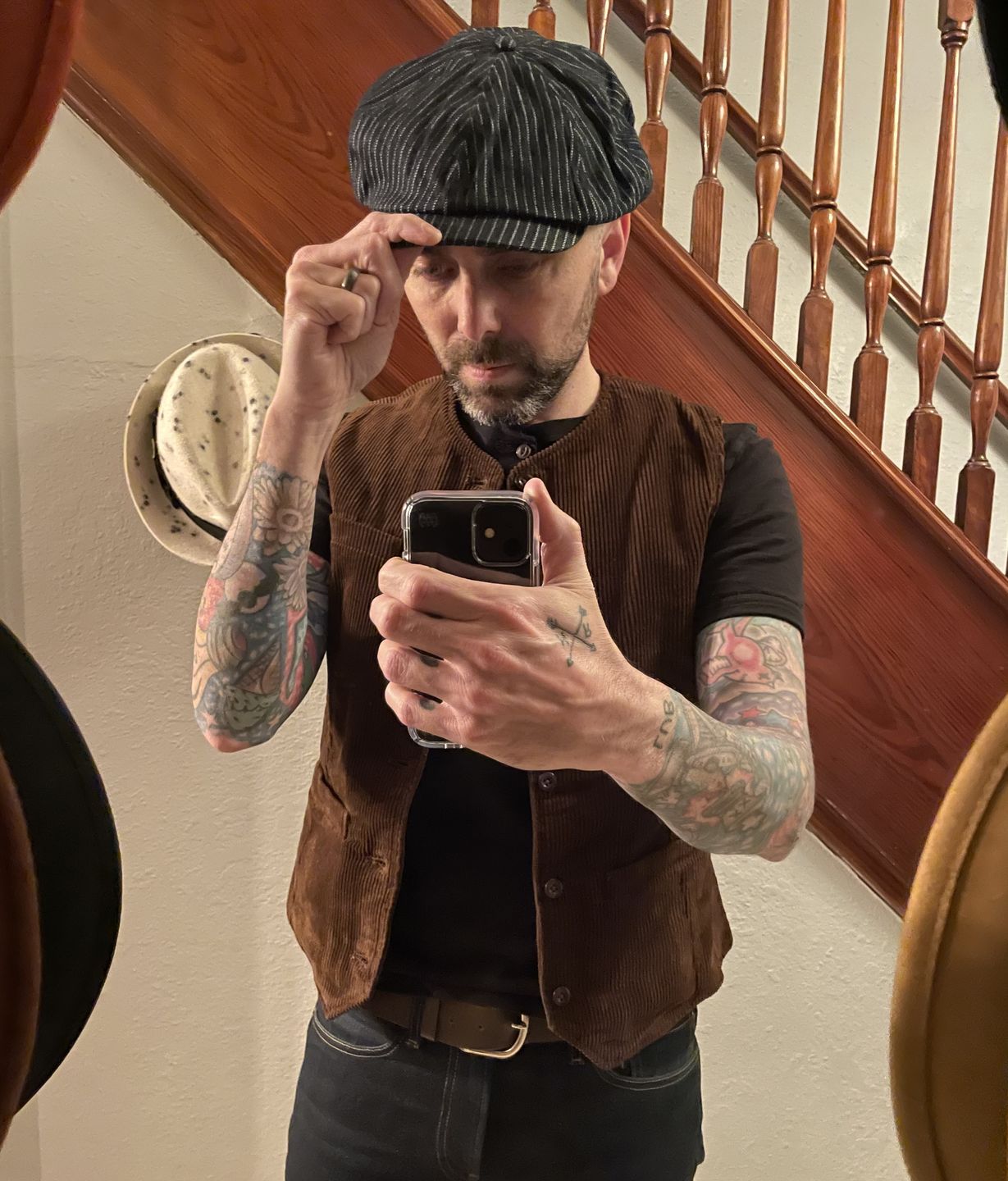 Customer photo review of Old Time Herringbone Wool News Boy Cap