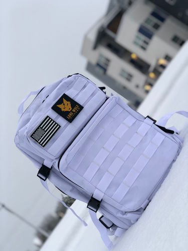 Customer photo review of Gen 3 White 45L Backpack