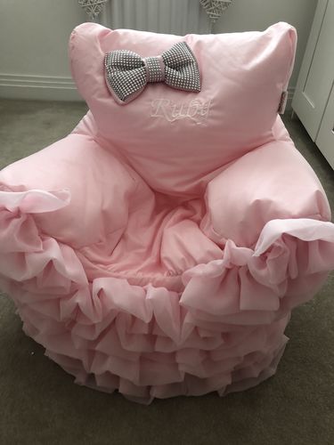 Customer photo review of Personalised Pink Frilly Bling Bean Bag Chair
