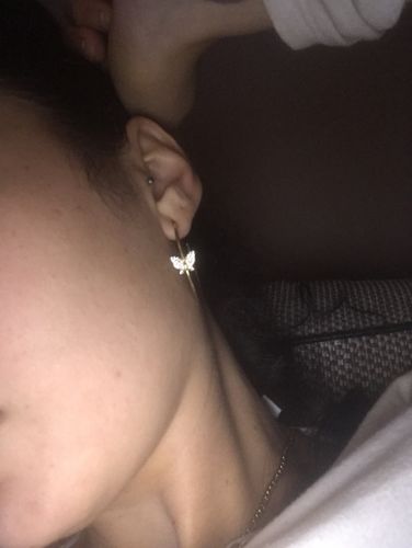 Customer photo review of Dainty Butterfly Hoops