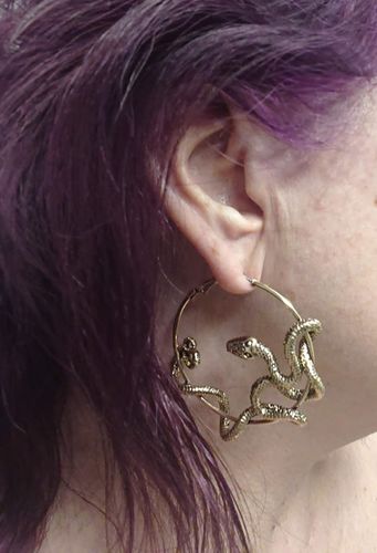 Customer photo review of Coiling Snake Hoop Earrings