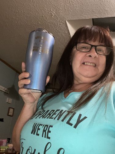 Customer photo review of $12 Special | Apparently Trouble When We're Together Laser Etched Tumbler
