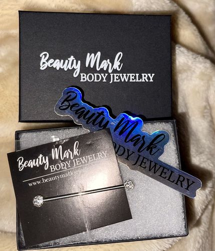 Customer photo review of Crystal Ball Internally Threaded Industrial Barbell