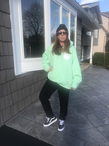 Customer photo review of Ascot + Hart Smile Logo Hoodie