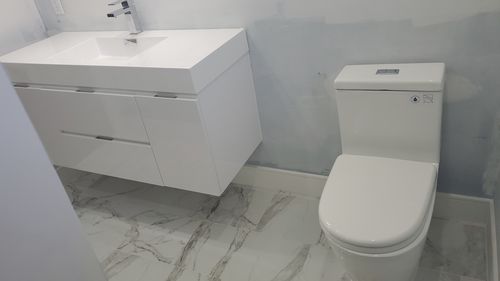 Customer photo review of BLISS- 48" High Gloss White, Wall Mount Bathroom Vanity