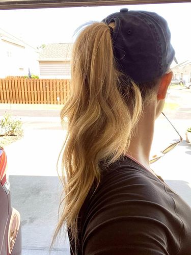 Customer photo review of Distressed Ponytail Summer Cap