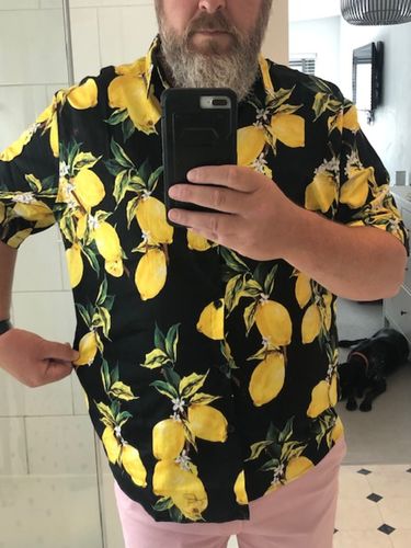 Customer photo review of chemise d'homme en pur coton à imprimé style de vacances hawaïennes