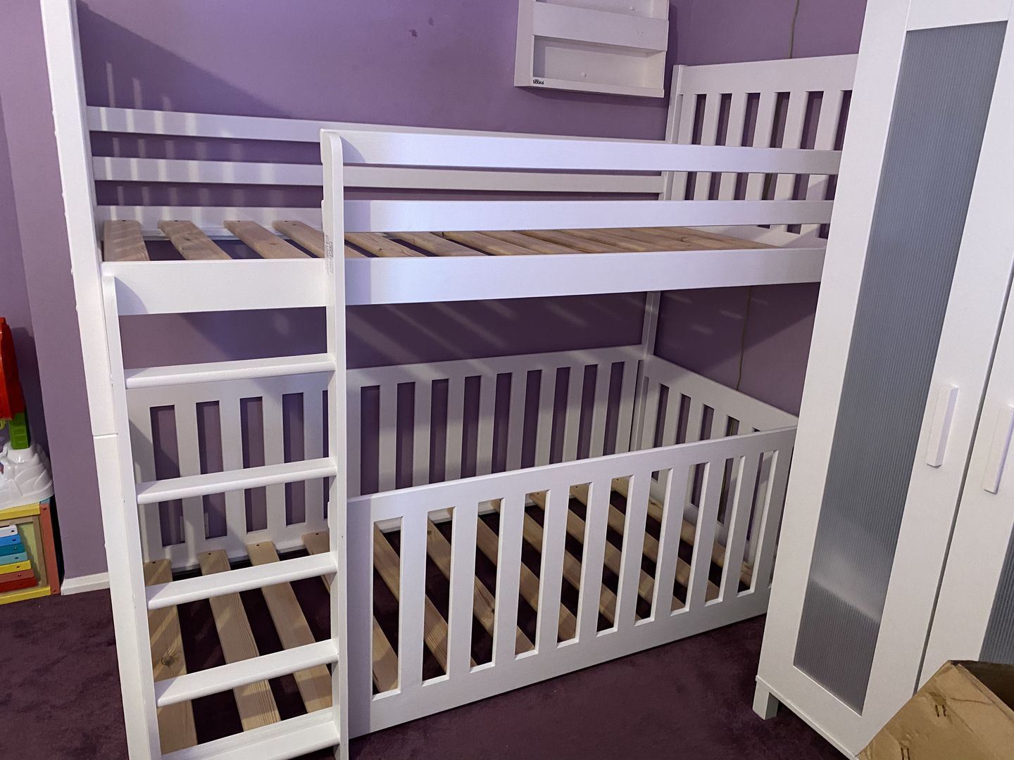 Customer photo review of Wooden Bunk Bed Cris with Cot Bed
